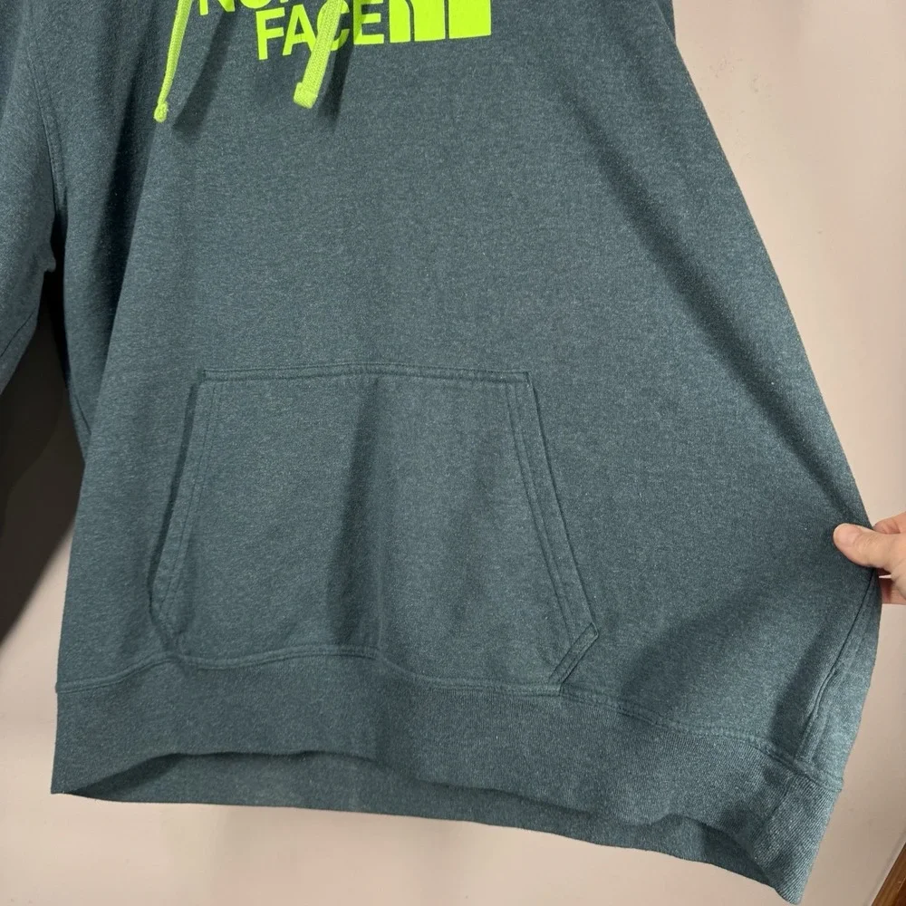 The North Face Half Dome Teal Green & Neon Hoodie Pullover Mens Sz XXL